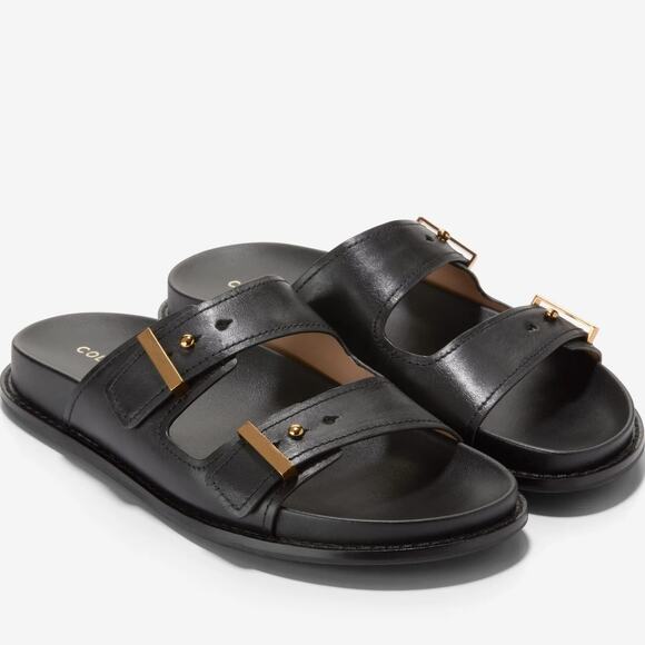 Cole Haan Women's Marisol Footbed Sandals Black Leather Size 11 - Picture 1 of 9
